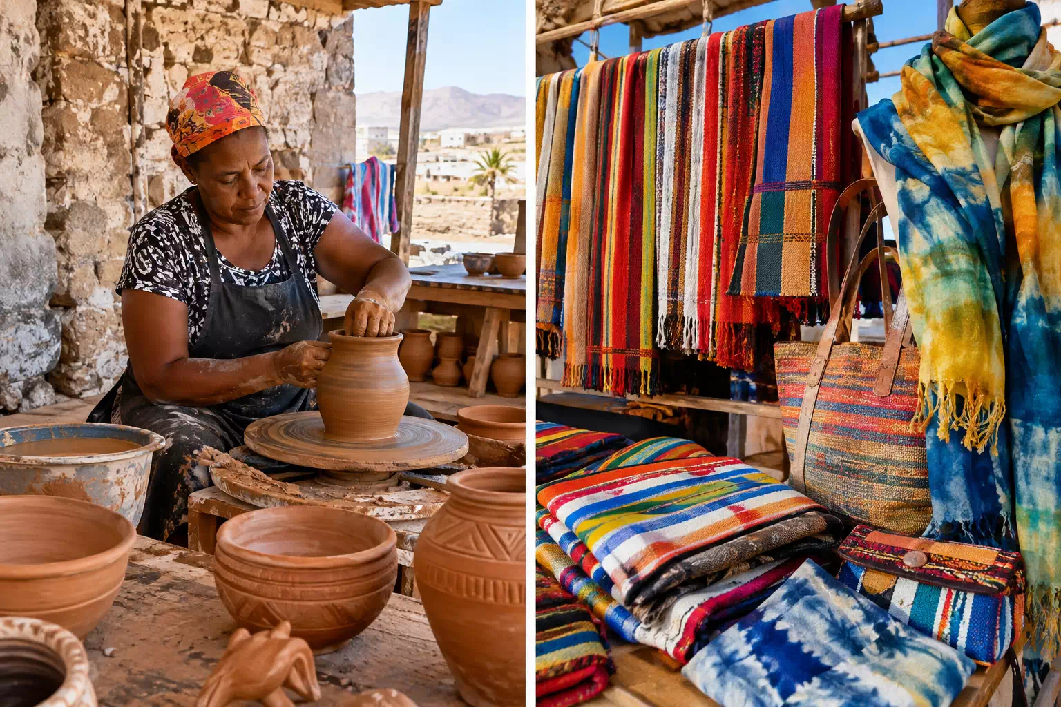 Poterie et textiles colorés de l'artisanat capverdien