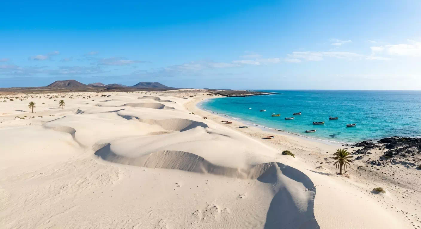 Dunes infinies de sable blanc de Boa Vista au Cap-Vert