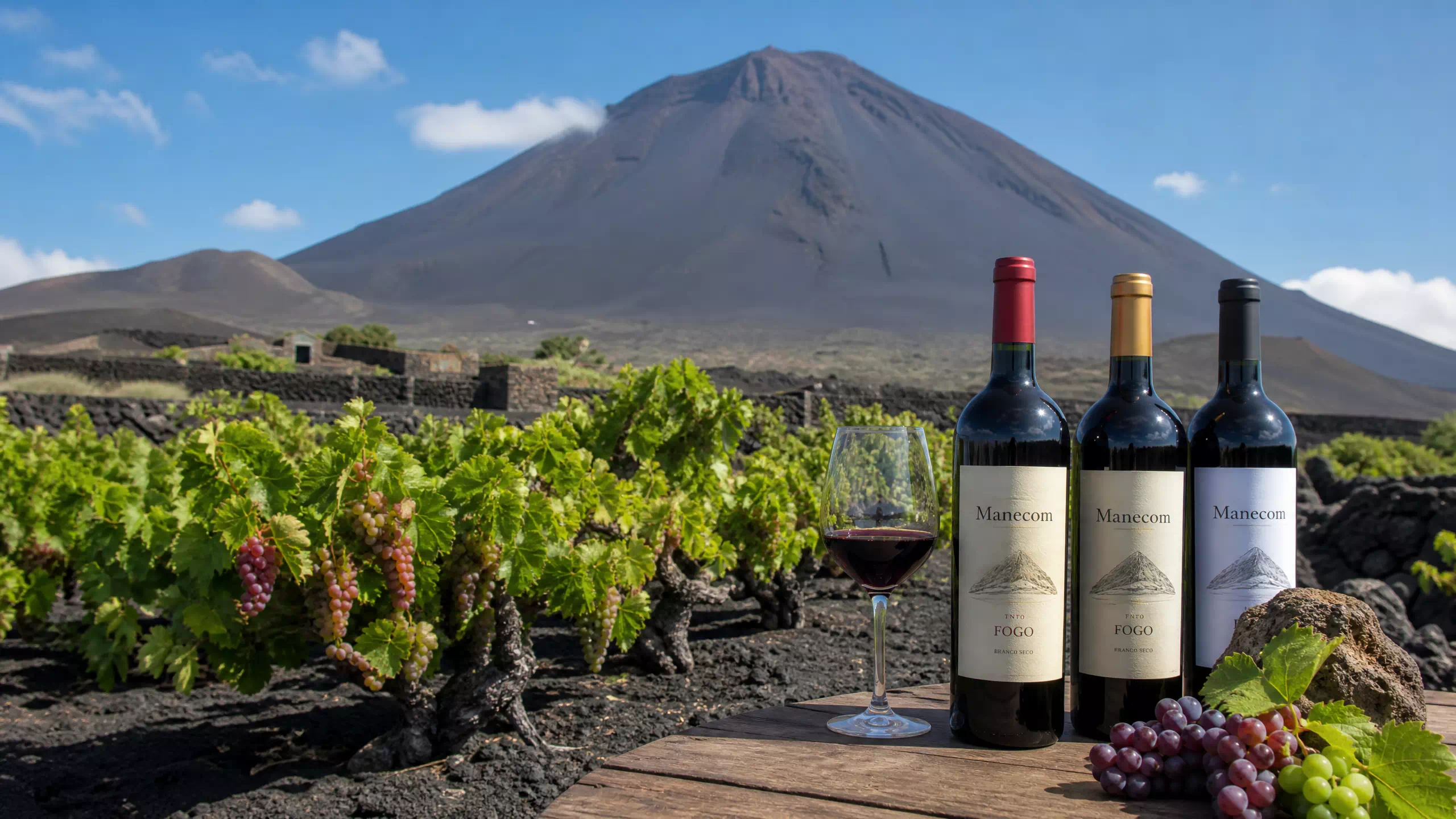 Vignobles volcaniques et volcan de Fogo au Cap-Vert