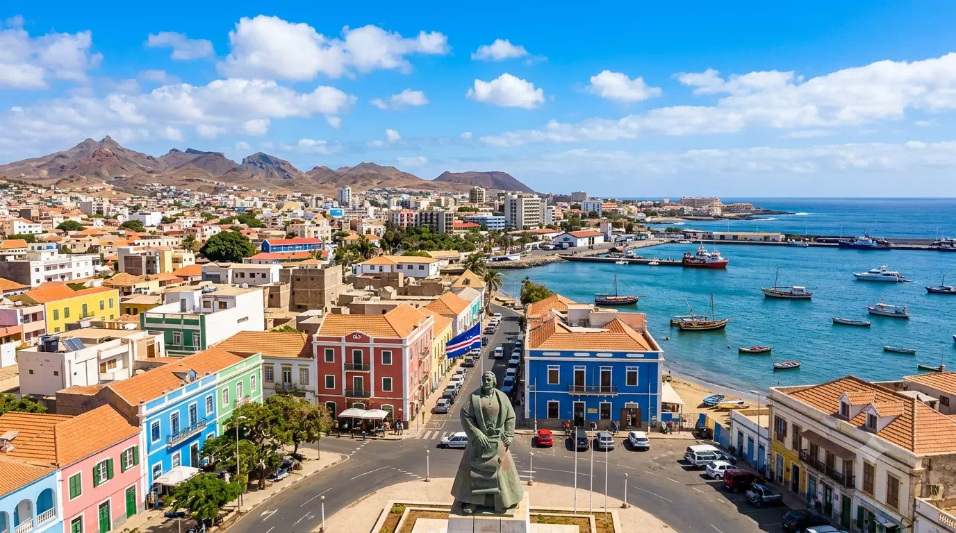 Vue sur Praia, capitale du Cap-Vert sur l'île de Santiago